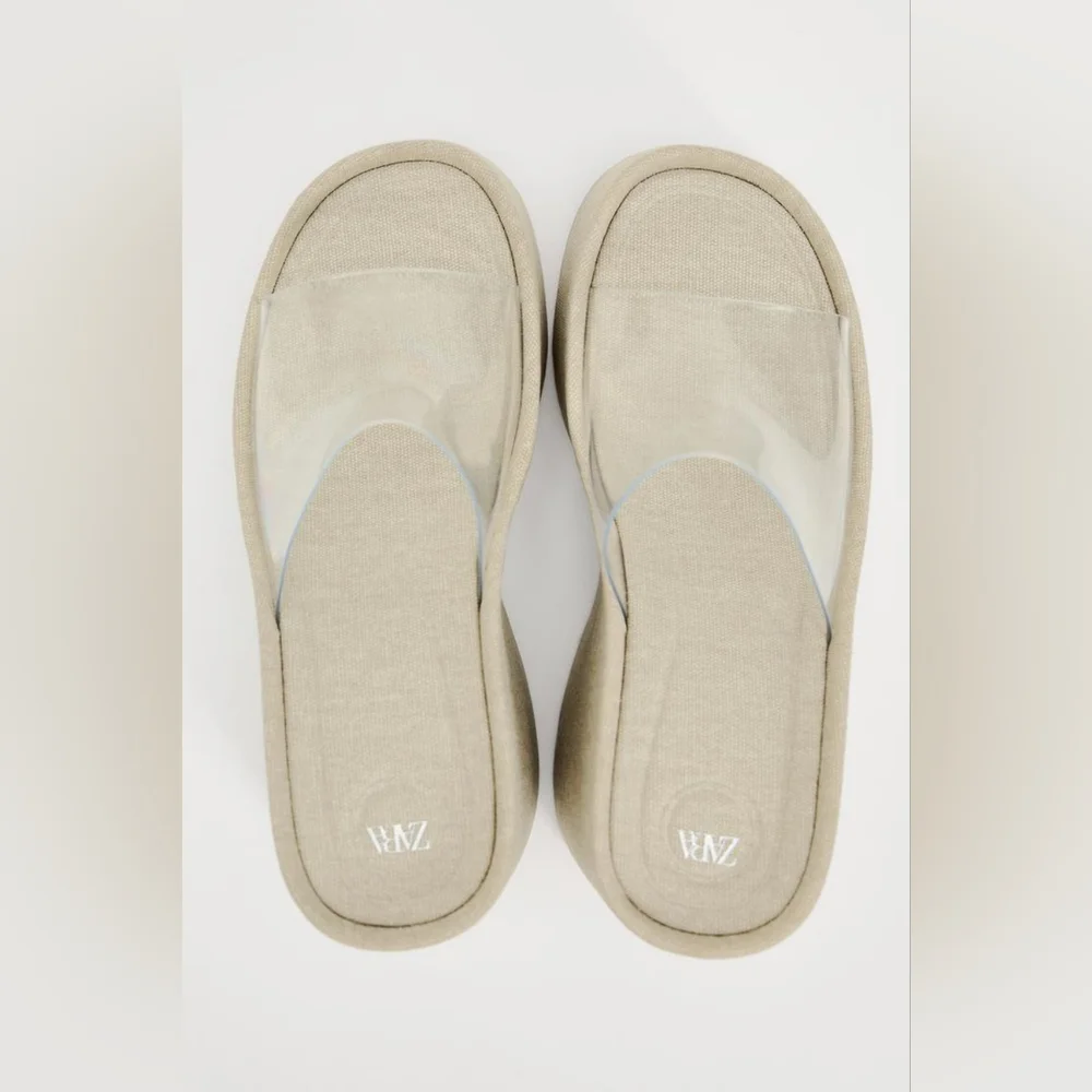 Zara Vinyl Wedge Sandals NWT